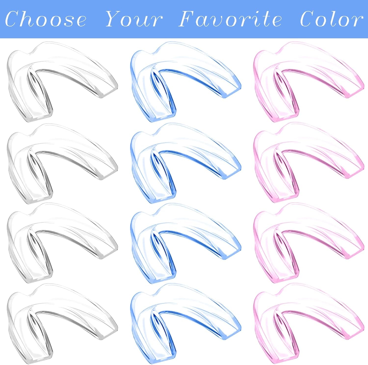 Kids Mouth Guard for Grinding Teeth, 4 Pack Moldable Night Guards Pink for Clenching Teeth | Comfortable Nighttime Protection Guard | Including Hygiene Case & Gel Ice Pack