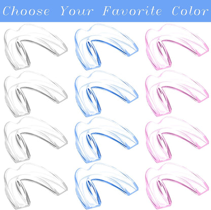 Kids Mouth Guard for Grinding Teeth, 4 Pack Moldable Night Guards Pink for Clenching Teeth | Comfortable Nighttime Protection Guard | Including Hygiene Case & Gel Ice Pack