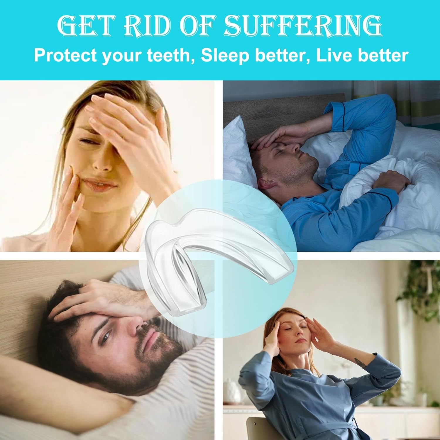 Kids Mouth Guard for Grinding Teeth, 4 Pack Moldable Night Guards Pink for Clenching Teeth | Comfortable Nighttime Protection Guard | Including Hygiene Case & Gel Ice Pack